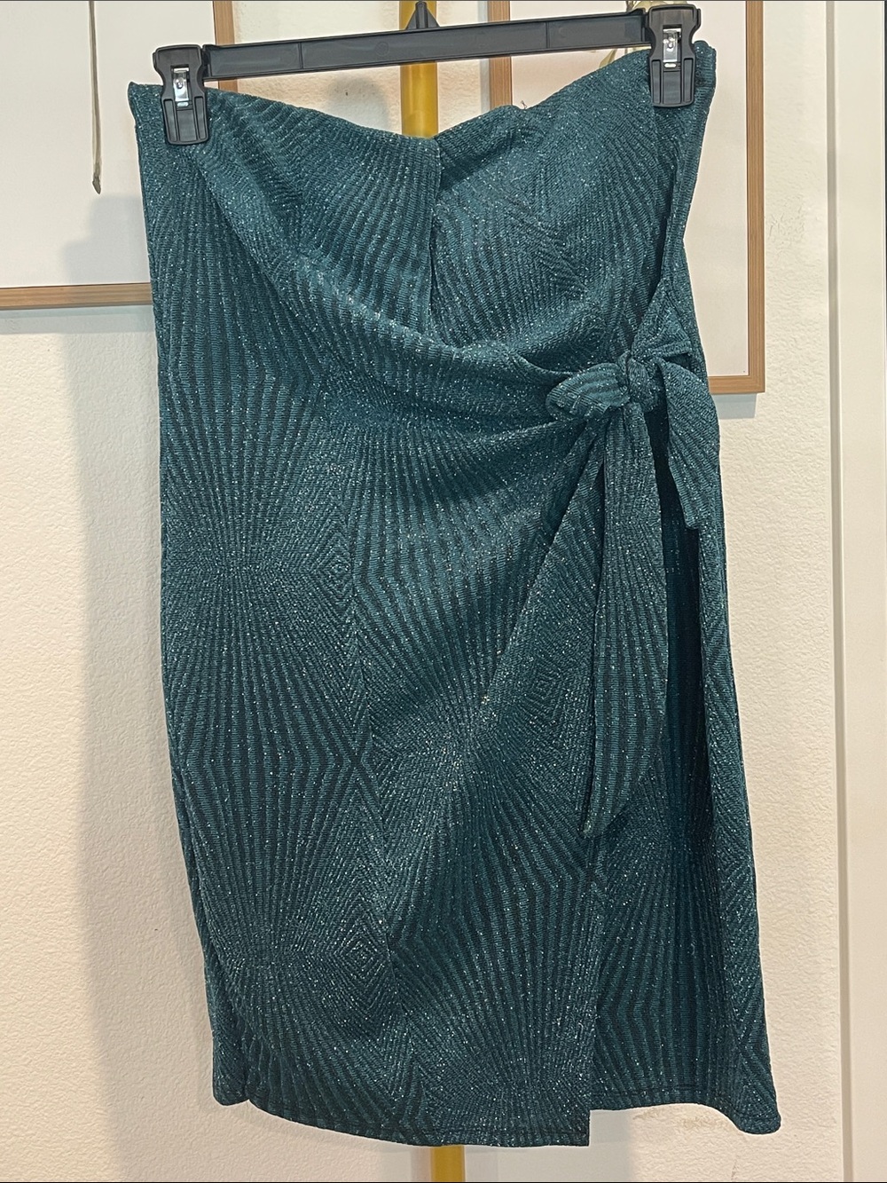 Shimmering Teal Wrap Skirt with Side Tie